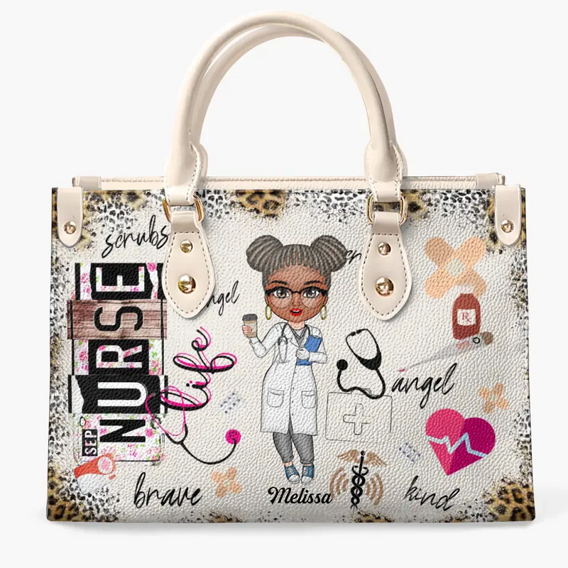 Nursarise Leather Bag Gift For Nurse, CNA, CMA, Doctor - Nurse Life Scrubs Nurse Day Personalized